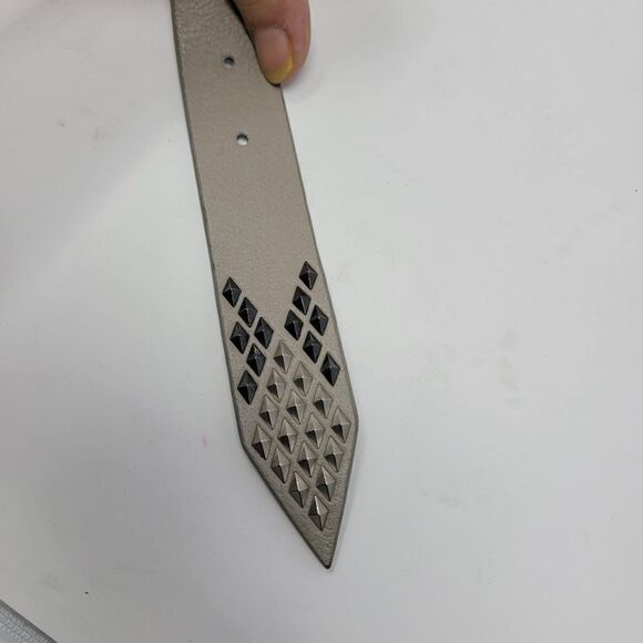 Joe's Jeans The Belt Handmade Leather Reversible Studded Spiked Belt M Gray Punk - Picture 8 of 12